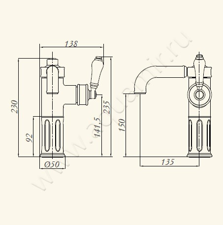 Смеситель для раковины Migliore Ermitage 24997 размеры
