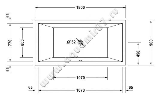 Ванна акриловая Duravit Starck 700052000000000 размеры