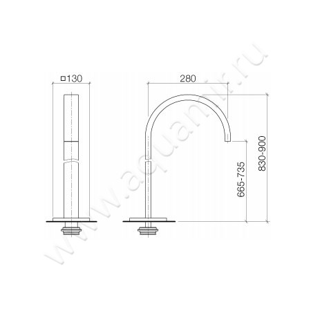 Напольный излив для ванны Dornbracht MEM 1367278008 размеры