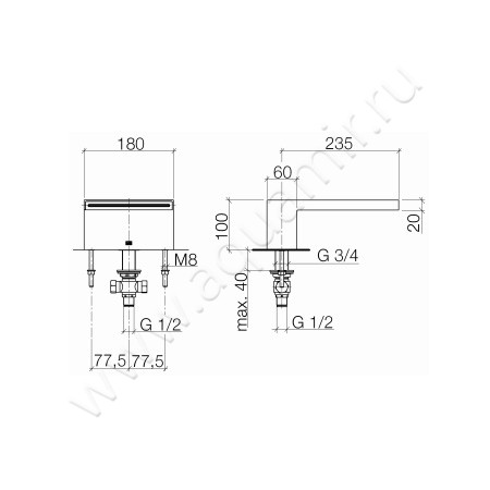 Излив для ванны Dornbracht MEM 1363074006 размеры