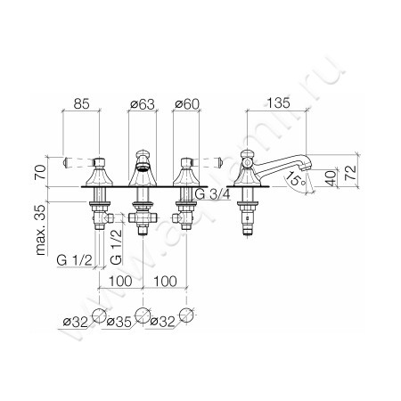 Смеситель для раковины Dornbracht MADISON FLAIR 20700370-06 размеры