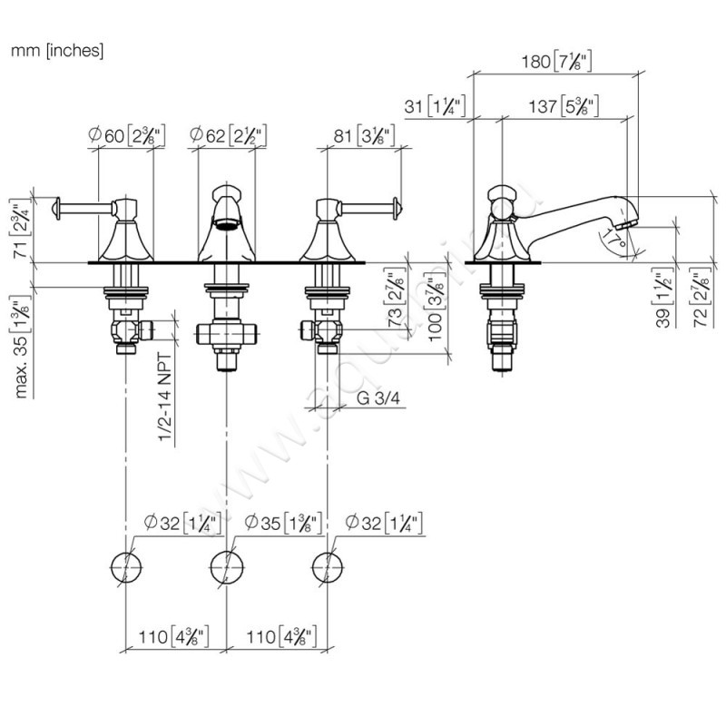 Смеситель для раковины Dornbracht MADISON FLAIR 20700370-09 размеры