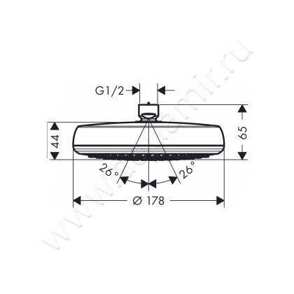 Верхний душ Hansgrohe Crometta 160 26577400 размеры