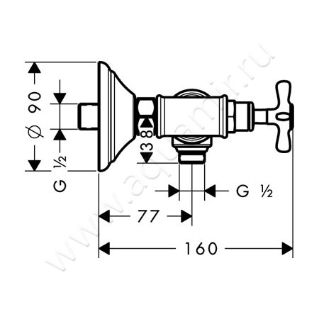Смеситель для душа Hansgrohe Axor Montreux 16560820 размеры