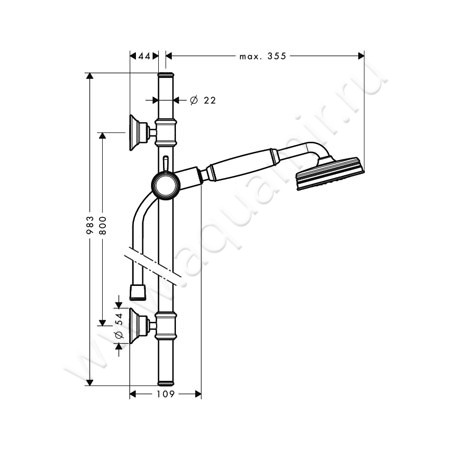 Душевой гарнитур Hansgrohe Axor Montreux 27982820 размеры