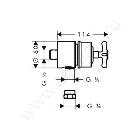 Шланговое подсоединение Hansgrohe Axor Fixfit Stop 16882820 размеры