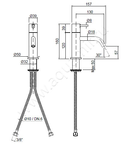 Смеситель для раковины Antonio Lupi AYATI AY301LU размеры