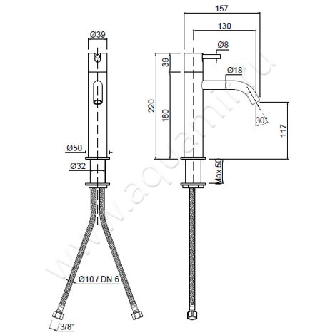 Смеситель для раковины Antonio Lupi AYATI AY302LU размеры