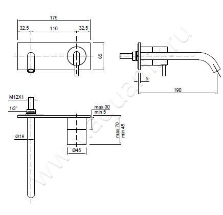 Смеситель для раковины Antonio Lupi AYATI AY200LU размеры