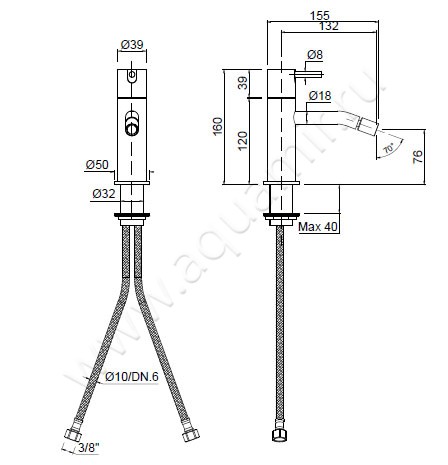 Смеситель для биде Antonio Lupi AYATI AY400LU размеры