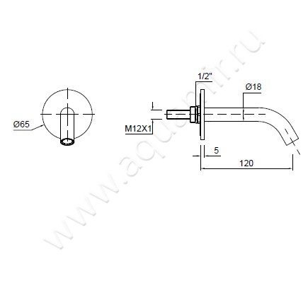 Настенный излив для раковины Antonio Lupi AYATI AY920LU размеры
