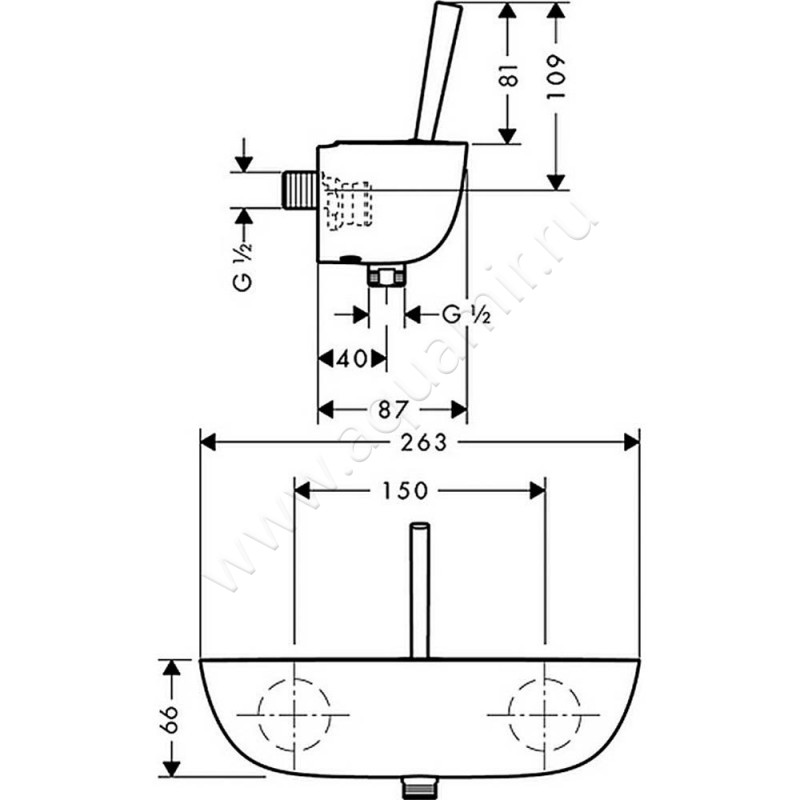Однорычажный смеситель для душа Hansgrohe PuraVida 15672000 размеры