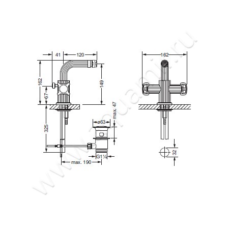 Смеситель для биде Joerger Aphrodite 607.10.100.011 размеры