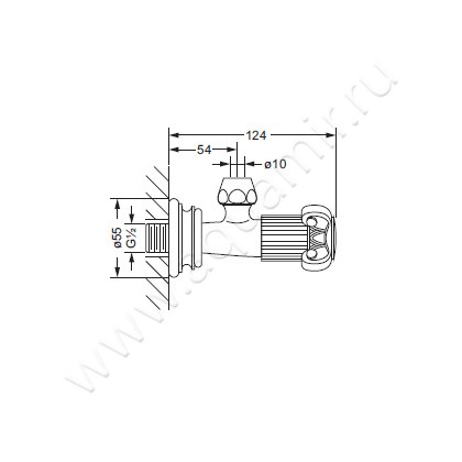 Угловой вентиль Joerger Aphrodite 607.12.100.020 размеры