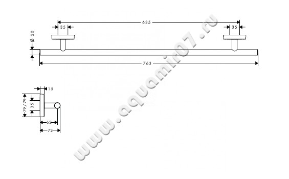 Полотенцедержатель Hansgrohe PuraVida 41506000 размеры