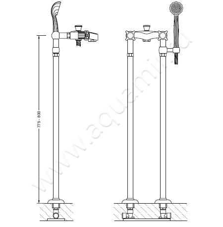 Смеситель для ванны Joerger Aphrodite 607.20.140.066 размеры