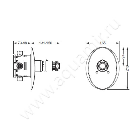 Встраиваемый смеситель термостатический Joerger Aphrodite 607.40.455.065 размеры