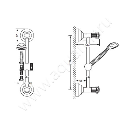 Душевой гарнитур Joerger Aphrodite 607.13.300.025 размеры