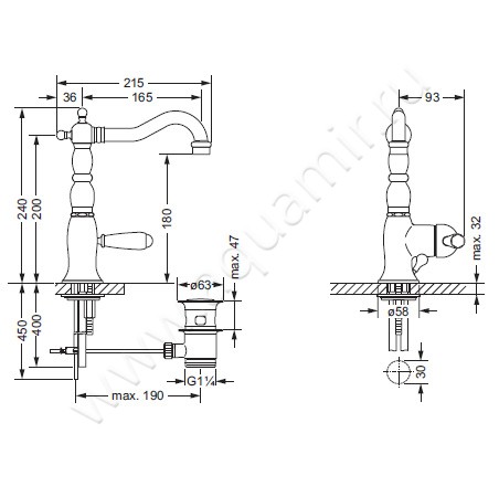 Смеситель для раковины Joerger Delphi 109.10.333.020 размеры