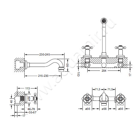 Смеситель для раковины Joerger Delphi 109.30.360.020 размеры