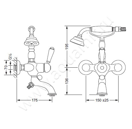 Смеситель для ванны Joerger Delphi 109.20.500.011 размеры