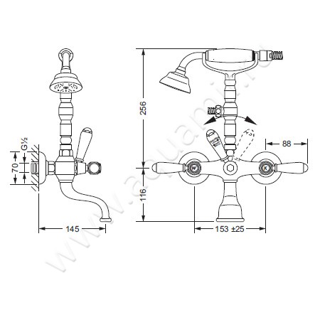 Смеситель для ванны Joerger Delphi 109.20.105.002 размеры