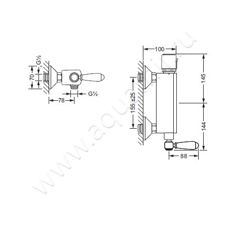 Смеситель для душа Joerger Delphi 109.20.255.066 размеры