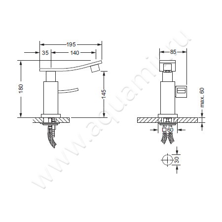 Смеситель для раковины Joerger Empire II 628.10.334.066 размеры