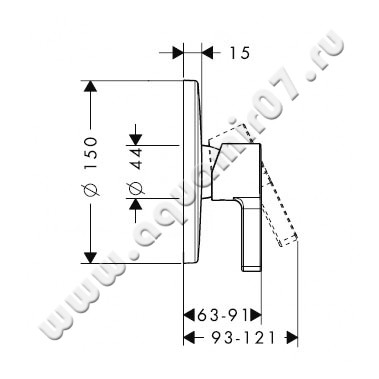 Однорычажный смеситель для душа Hansgrohe Metris S 31665000 размеры