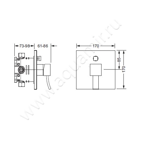 Встраиваемый смеситель для ванны Joerger Empire II 628.20.115.066 размеры