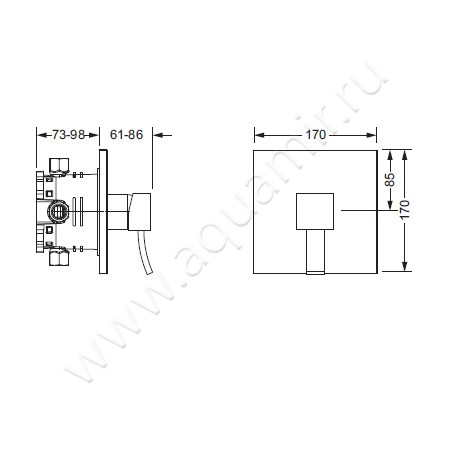 Встраиваемый смеситель для душа Joerger Empire II 628.20.225.020 размеры