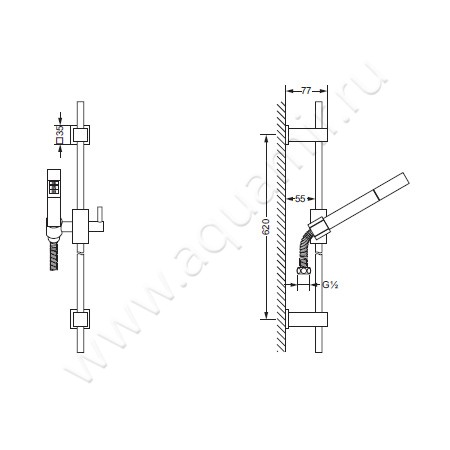 Душевой гарнитур Joerger Empire II 626.13.300.066 размеры