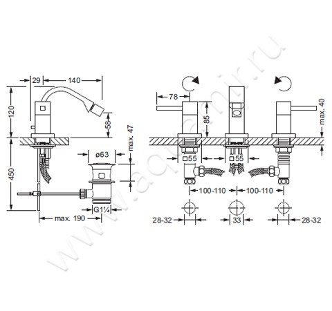 Смеситель для биде Joerger Empire Royal 627.30.600.065 размеры