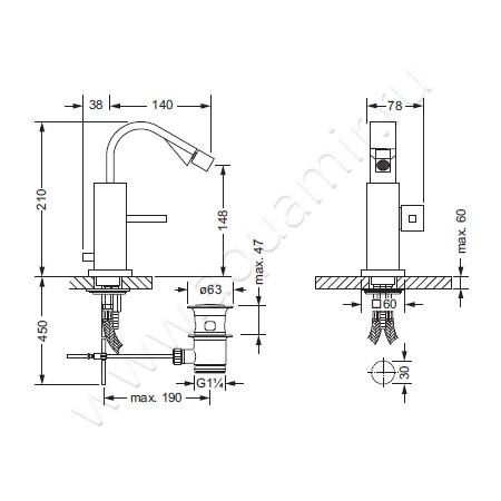 Смеситель для биде Joerger Empire Royal 627.10.611.065 размеры
