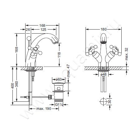 Смеситель для раковины Joerger Ramses 611.10.300.000 размеры