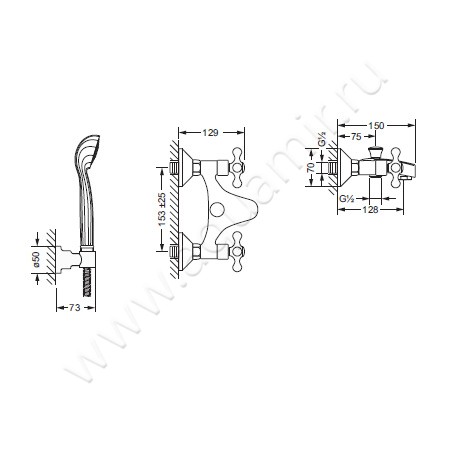 Смеситель для ванны Joerger Ramses 611.20.100.000 размеры