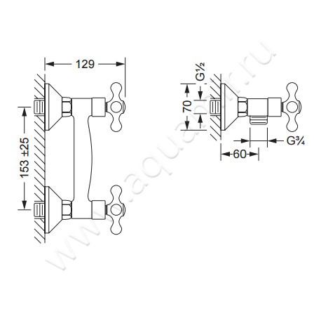 Смеситель для душа Joerger Ramses 611.20.200.020 размеры