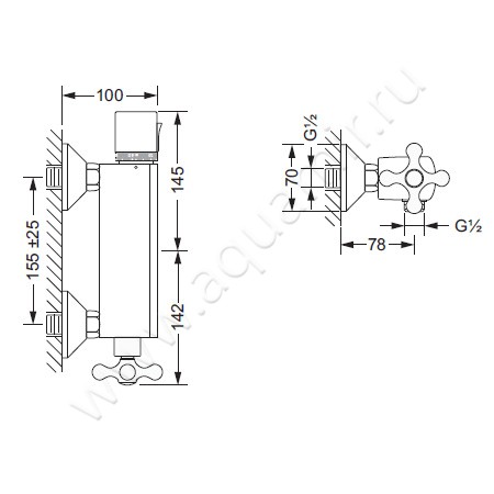 Смеситель для душа Joerger Ramses 611.20.250.002 размеры