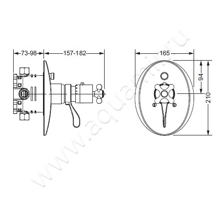 Встраиваемый смеситель термостатический Joerger Ramses 611.40.375.002 размеры