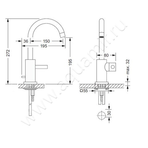 Смеситель для раковины Joerger Charleston Square 634.10.334.040 размеры