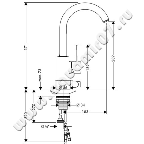 Однорычажный смеситель для кухни Hansgrohe Talis M52 14875000 размеры
