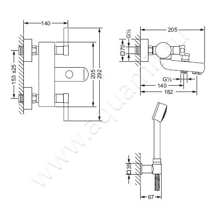 Смеситель для ванны Joerger Charleston Square 634.20.100.000 размеры