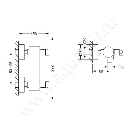 Смеситель для душа Joerger Charleston Square 634.20.200.040 размеры