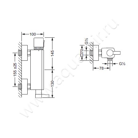 Смеситель для душа Joerger Charleston Square 634.20.250.066 размеры