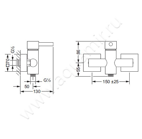 Смеситель для душа Joerger Charleston Square 634.20.600.011 размеры