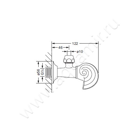 Угловой вентиль Joerger Muschel 601.12.100.065 размеры