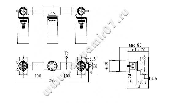Скрытая часть Hansgrohe Axor Universal 10303180 размеры