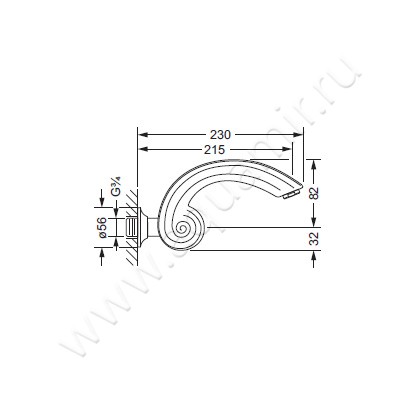 Излив для ванны Joerger Muschel 601.11.100.000 размеры