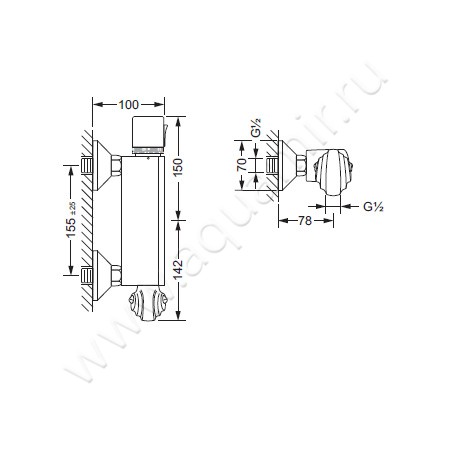Смеситель для душа Joerger Muschel 601.20.250.002 размеры