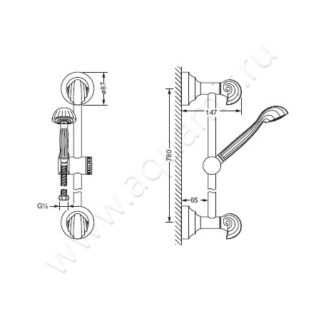Душевой гарнитур Joerger Muschel 601.13.300.040 размеры
